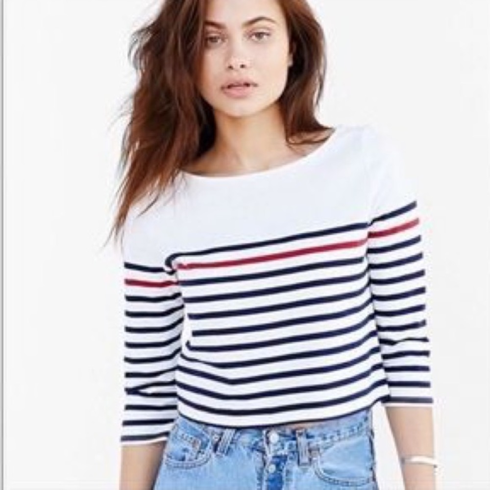 Urban Outfitters | BDG Striped Crop Top 3/4 sleeve